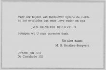 1977 Overlijden Jan Hendrik Bergveld [1889 - 1977]  